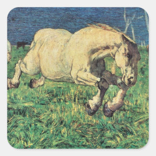 Galoppierendes Pferd von Giovanni Segantini, Vinta Quadratischer Aufkleber