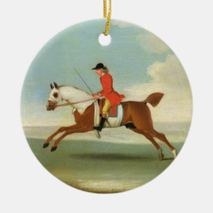 Galoppierendes Rennpferd und angebrachter Jockey Keramik Ornament