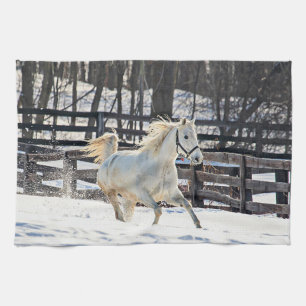 Galoppierendes weißes Pferd Handtuch