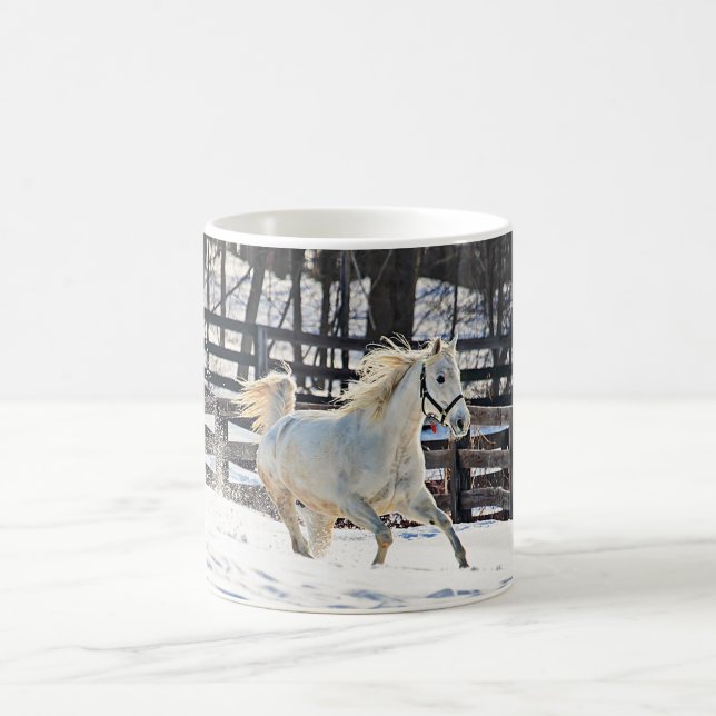 Galoppierendes weißes Pferd Kaffeetasse (Mittel)