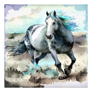 Galoppierendes Zugpferd Aquarell Fotodruck