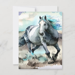 Galoppierendes Zugpferd Aquarell Postkarte