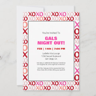 Gals Night Out XOXO Pink Niedlich Galentine Day Pa Einladung