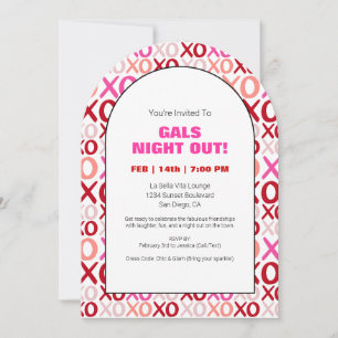Gals Night Out XOXO Rosa Party Galentine Tag Einladung