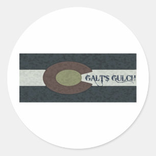 Galts Gulch - roter weißer und blauer kombinierte Runder Aufkleber