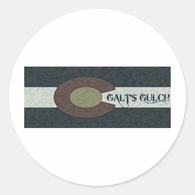 Galt's Gulch - rotes, weißes und blaues Combo-Desi Runder Aufkleber (Vorderseite)