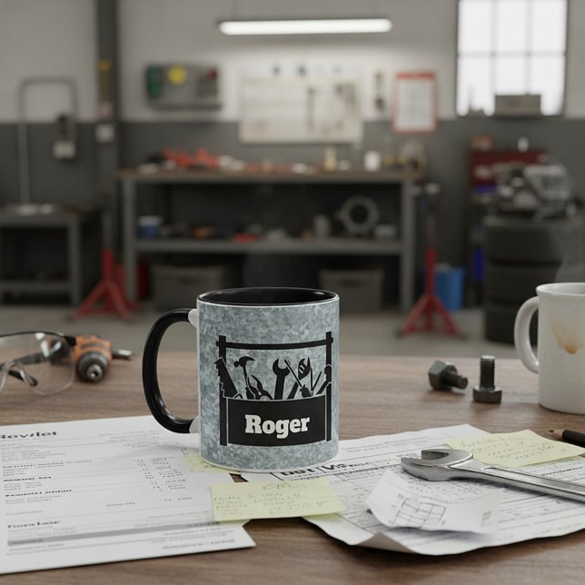 Galvanized metal with toolbox personalized tasse (Von Creator hochgeladen)