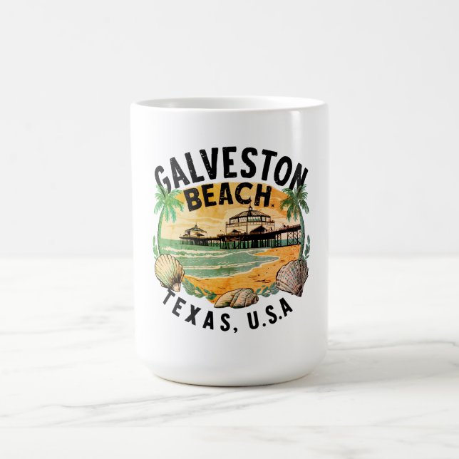 Galveston Beach Retro Vignette Kaffeetasse (Mittel)