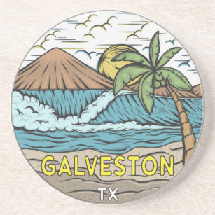 Galveston Beach Texas Vintag Getränkeuntersetzer