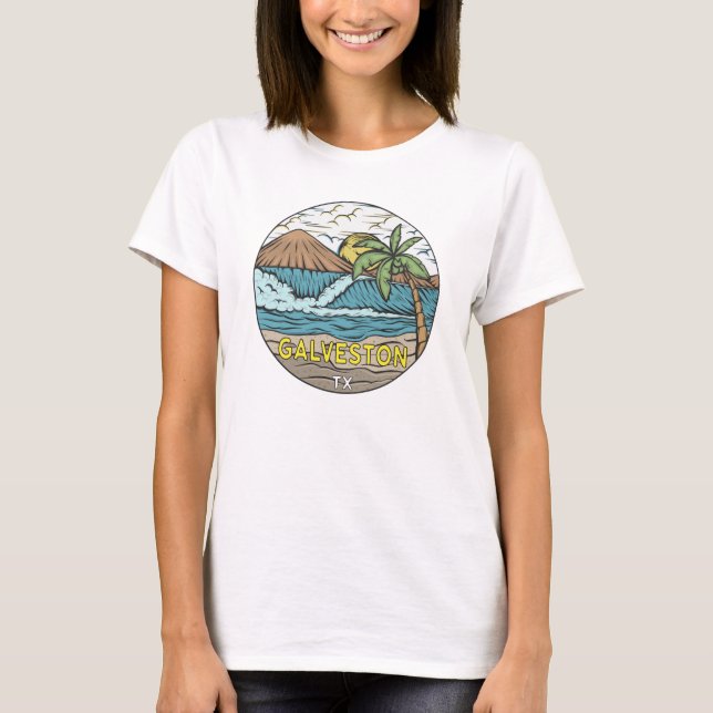 Galveston Beach Texas Vintag T-Shirt (Vorderseite)