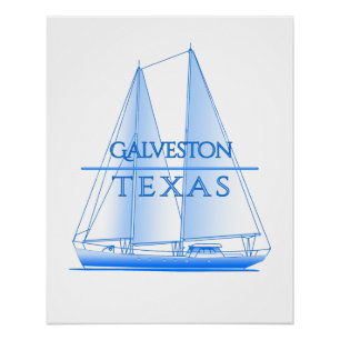 Galveston Coastal Nautical Sailing Poster