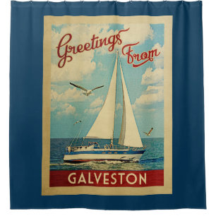 Galveston Douche rideau Voilier Vintage Texas