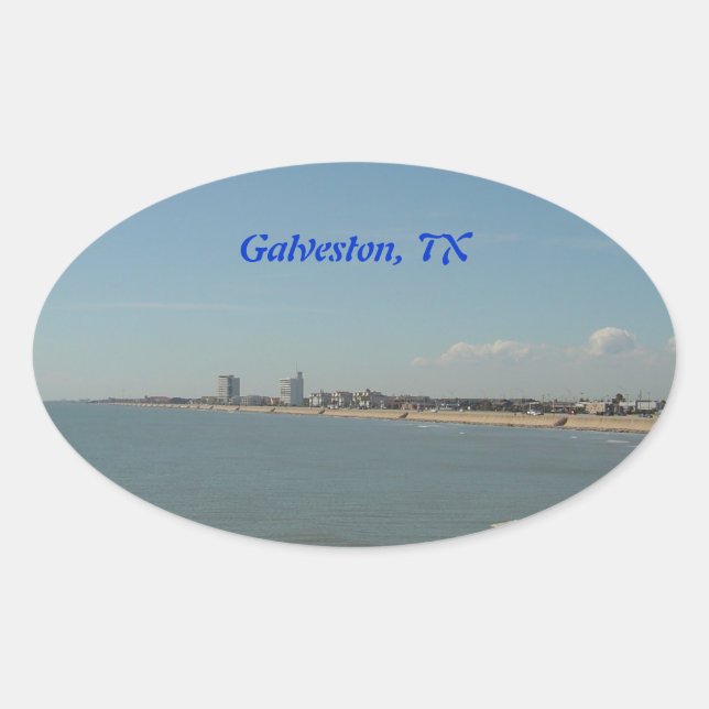 Galveston Island, Texas Ovaler Aufkleber (Vorderseite)