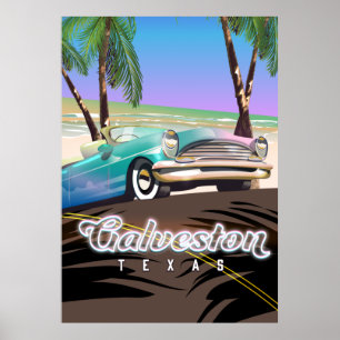 Galveston Island Texas USA-Karte Poster