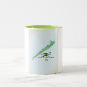 Galveston Island Texas USA-Karte Zweifarbige Tasse