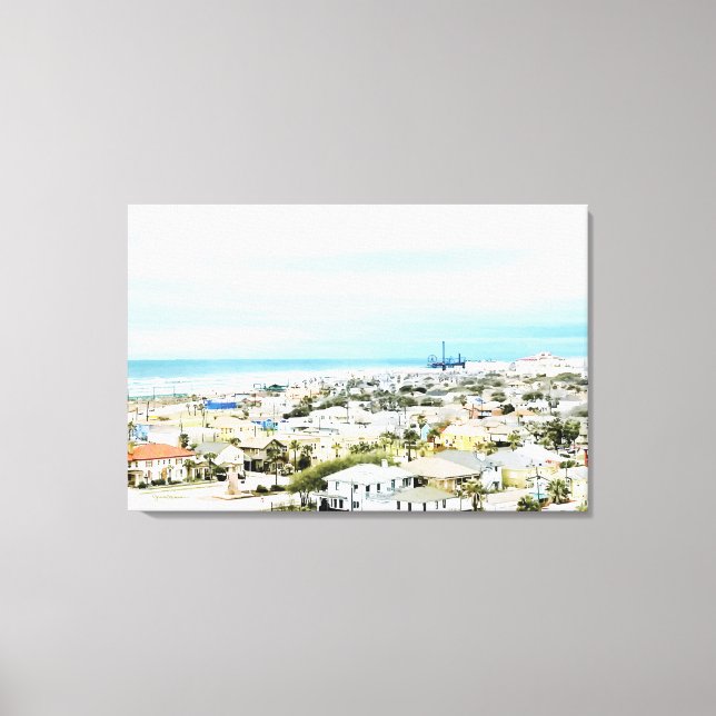 Galveston Küste, Strand- und Stadtansicht Leinwanddruck (Vorderseite)