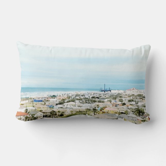 Galveston Küste, Strand- und Stadtansicht Lendenkissen (Rückseite)
