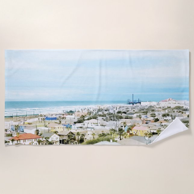 Galveston Küste, Strand- und Stadtansicht Strandtuch (Vorderseite)
