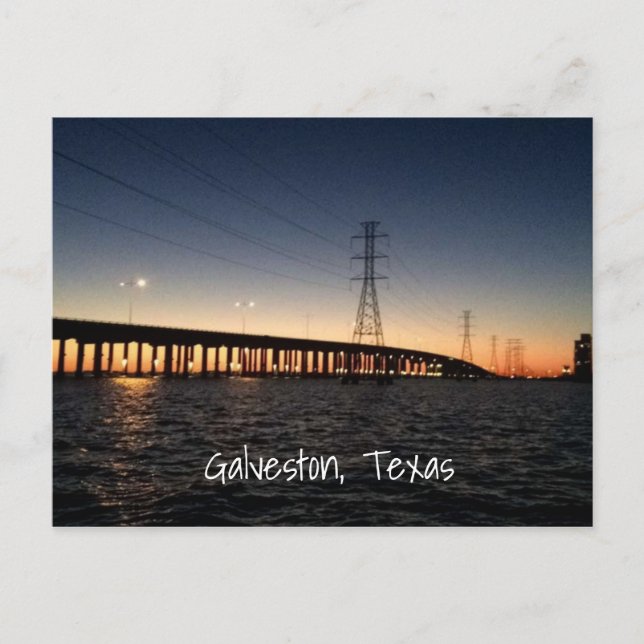 Galveston Night Time Skyline Postkarte (Vorderseite)