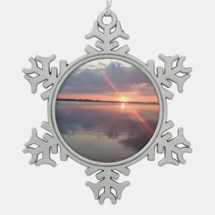 Galveston Sonnenuntergang-Schneeflocke-Verzierung Schneeflocken Zinn-Ornament