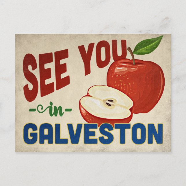 Galveston Texas Apple - Vintage Travel Postkarte (Vorderseite)