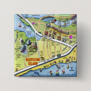 Galveston Texas Cartoon-Karte Button