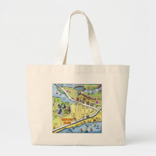 Galveston Texas Cartoon Map Jumbo Stoffbeutel