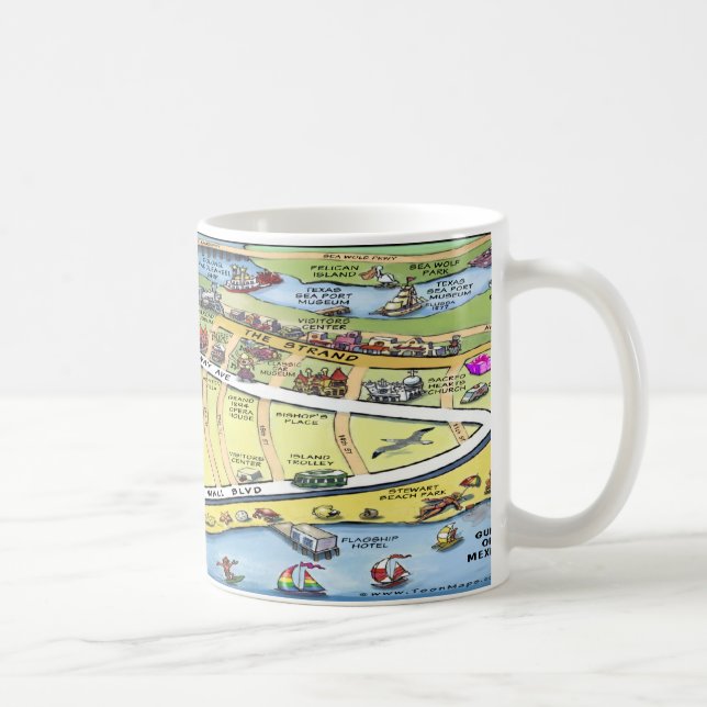 Galveston Texas Cartoon Map Kaffeetasse (Rechts)