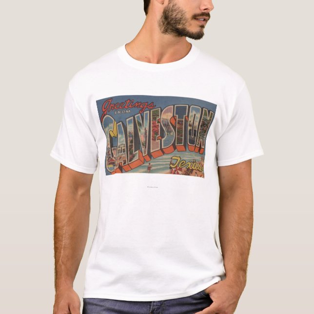 Galveston, Texas - große Buchstabe-Szenen T-Shirt (Vorderseite)