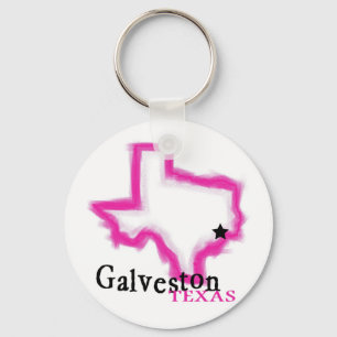 Galveston Texas künstlerische rosa Kontur Schlüsselanhänger