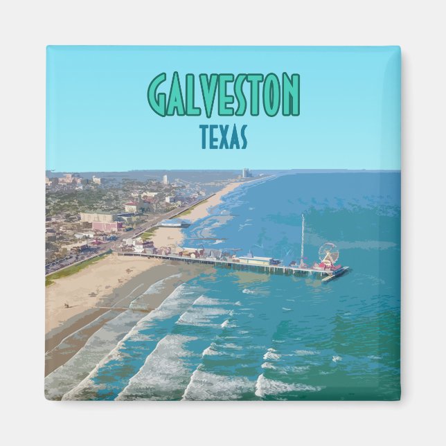 Galveston Texas Pier Shore Vintag Magnet (Vorne)