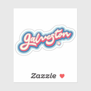 Galveston Texas rot, blau Aufkleber