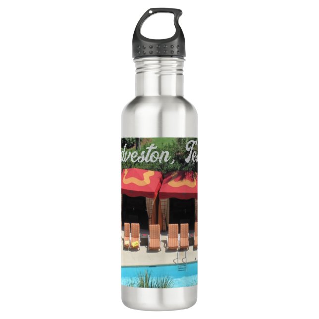 Galveston, Texas - San Luis Hotel Sundeck -  Edelstahlflasche (Vorderseite)