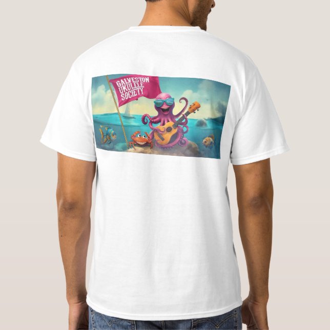 Galveston Ukulele Society GUS T-shirt Bannière Hom (Dos)