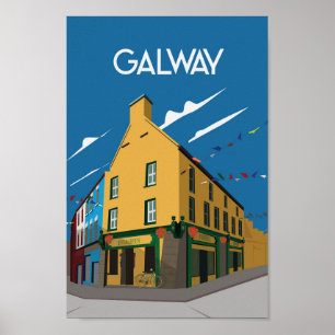 Galway, affiche de voyage en Irlande
