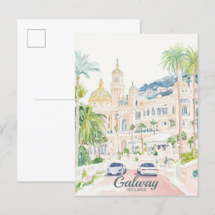 Galway Ireland Gouache Paint Illustration Travel Postkarte