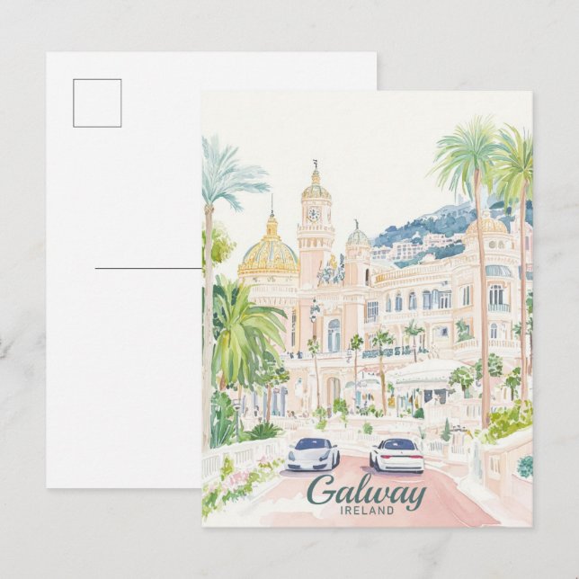Galway Ireland Gouache Paint Illustration Travel Postkarte (Vorne/Hinten)