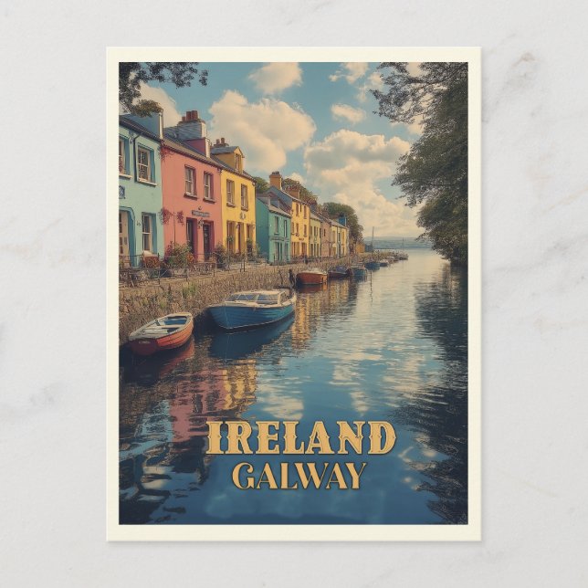 Galway Ireland Retro Irish Sehenswürdigkeit Postkarte (Vorderseite)