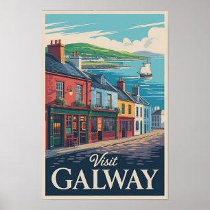 Galway Irland Illustration Reise Kunst Vintage Poster