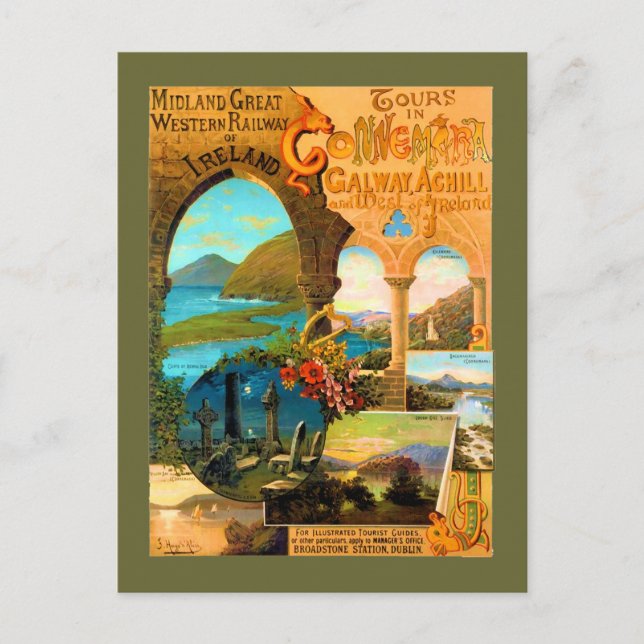 Galway Travel Poster Postkarte (Vorderseite)