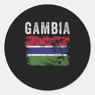 Gambia Flag erschüttert - Gambianische Flagge Runder Aufkleber