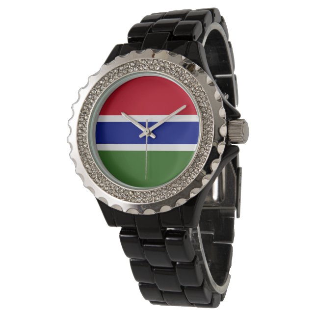 Gambia-Flagge Armbanduhr (Schrägansicht)