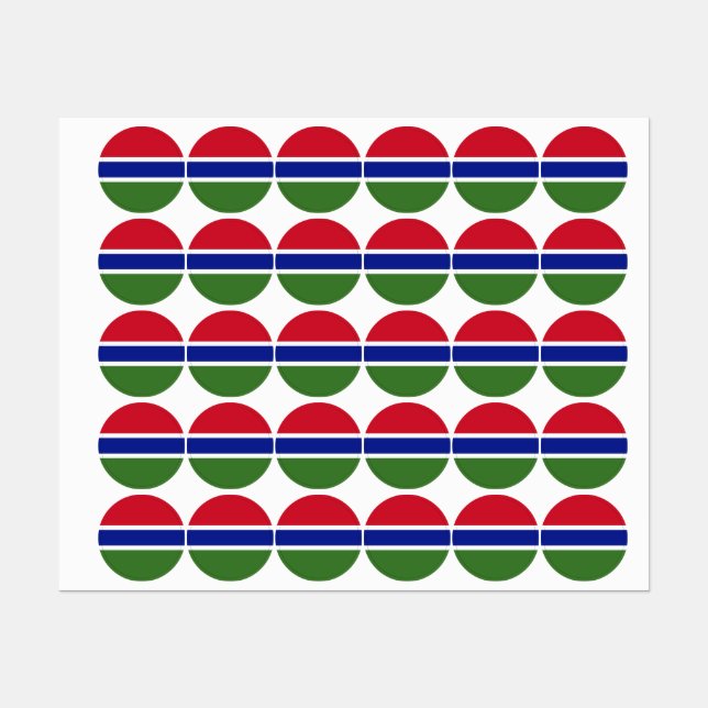 Gambia-Flagge Etiketten (Blatt)