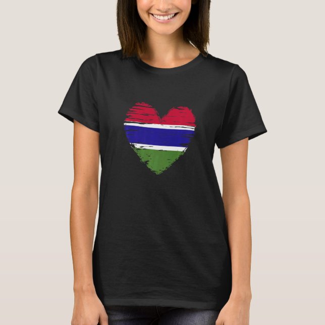 Gambia Heart Gambian Flag Gambian Pride T-Shirt (Vorderseite)
