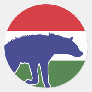 Gambia Hyena Gambian Nationale Tierflagge Runder Aufkleber