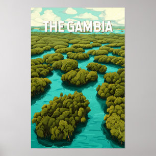 Gambia Illustration Reise Kunst Vintage Poster