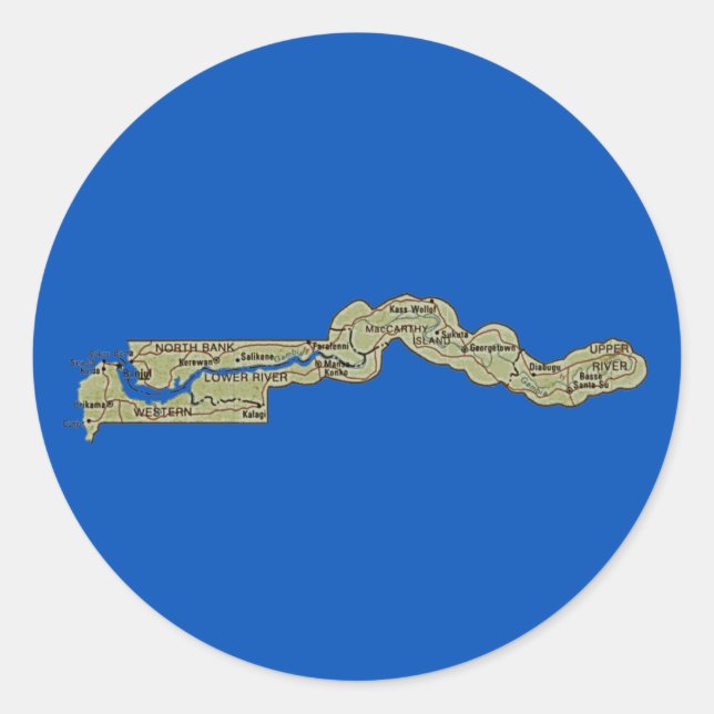 Gambia-Kartenaufkleber Runder Aufkleber (Vorderseite)