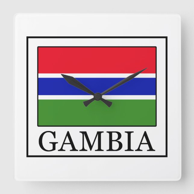Gambia Quadratische Wanduhr (Vorderseite)