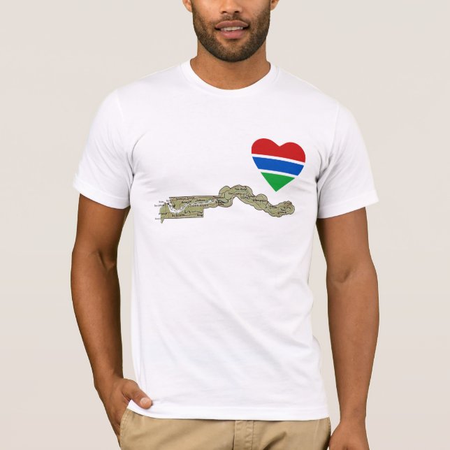 Gambie Drapeau Coeur et carte T-shirt (Devant)