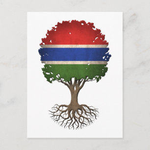 Gambische Flagge Baum des Lebens Anpassbar Postkarte